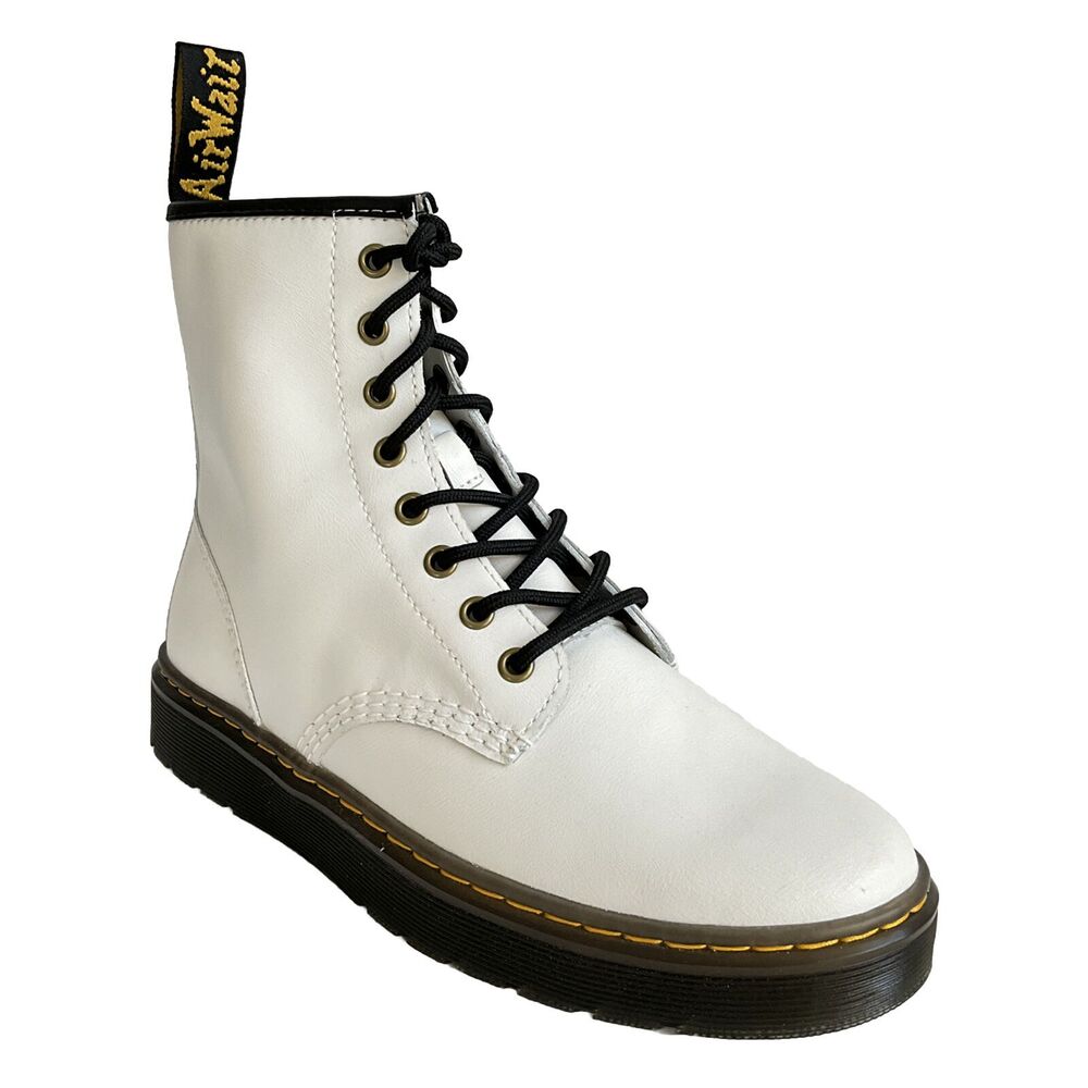 Dr. Martens Leather Zavala Ankle Combat Boots White 9